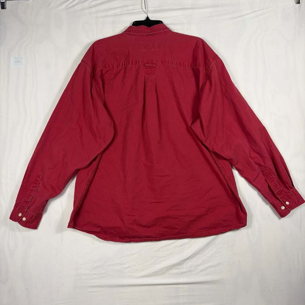 Eddie Bauer Men's Red 100% Cotton Long Sleeve Button Up Shirt Size XL